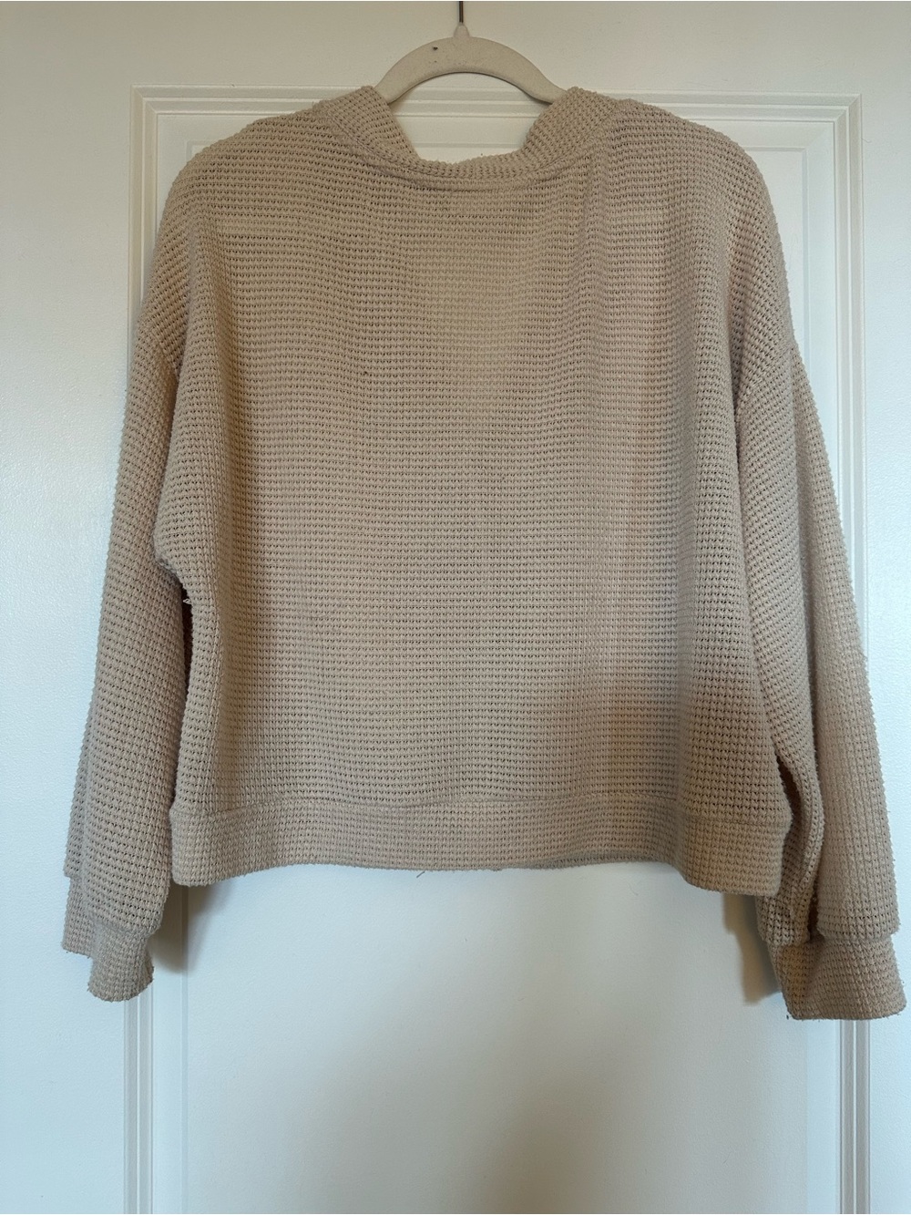 Cream Waffle-Knit Button Cardigan - Picture 3 of 4
